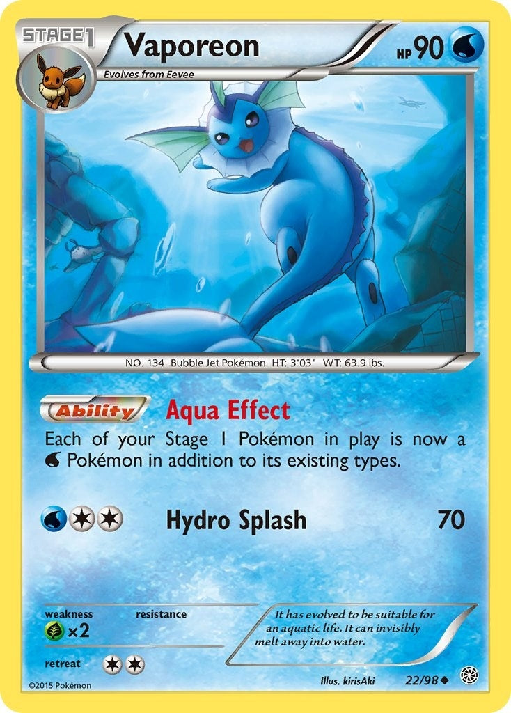 Image for Vaporeon (22/98) (AOR) - Pokemon