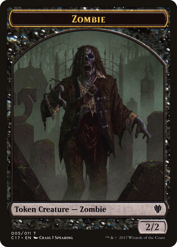 Image for Zombie // Gold Double-Sided Token (5 // 10) (C17) - Magic: The Gathering