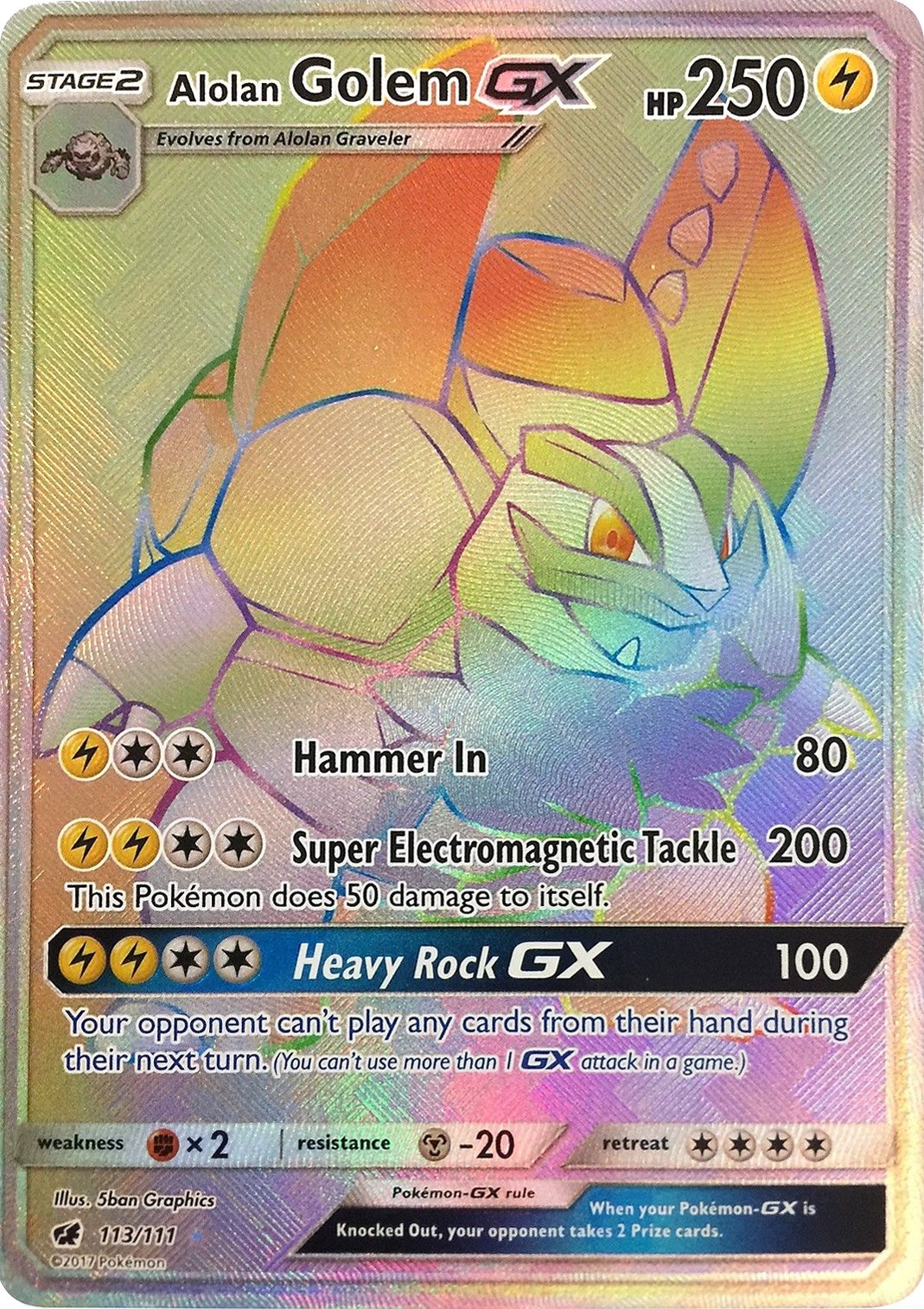 Image for Alolan Golem GX (Secret) (113/111) (SM04) - Pokemon