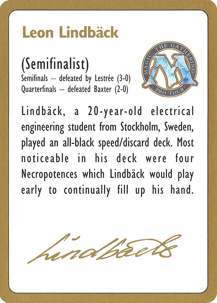 Image for 1996 Leon Lindback Biography Card (WCD) - Magic: The Gathering