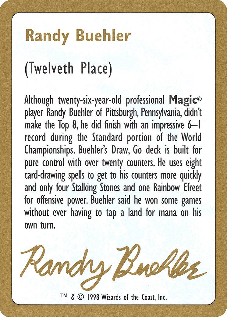 Image for 1998 Randy Buehler Biography Card (WCD) - Magic: The Gathering
