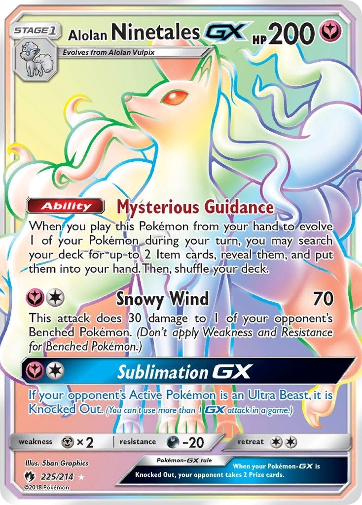 Image for Alolan Ninetales GX (Secret) (225/214) (SM8) - Pokemon