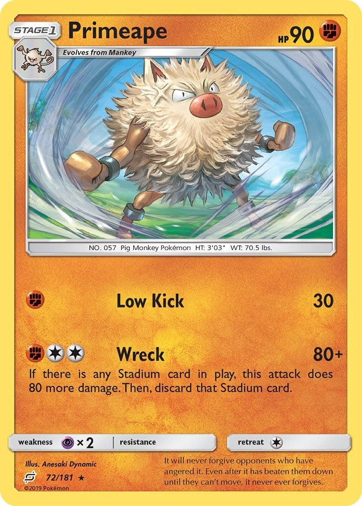 Image for Primeape (72/181) (SM9) - Pokemon