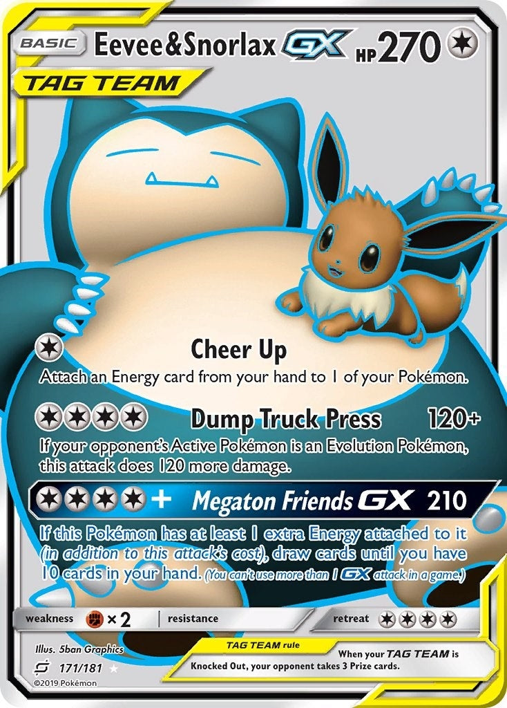 Image for Eevee & Snorlax GX (Full Art) (171/181) (SM9) - Pokemon