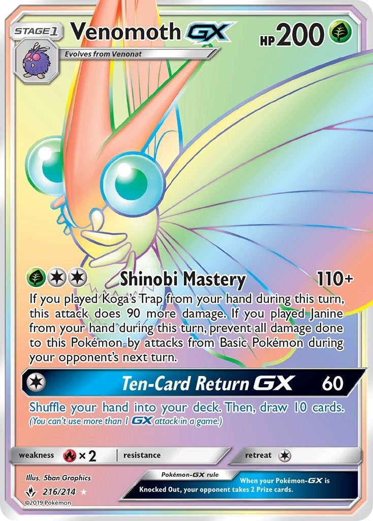 Image for Venomoth GX (Secret) (216/214) (SM10) - Pokemon