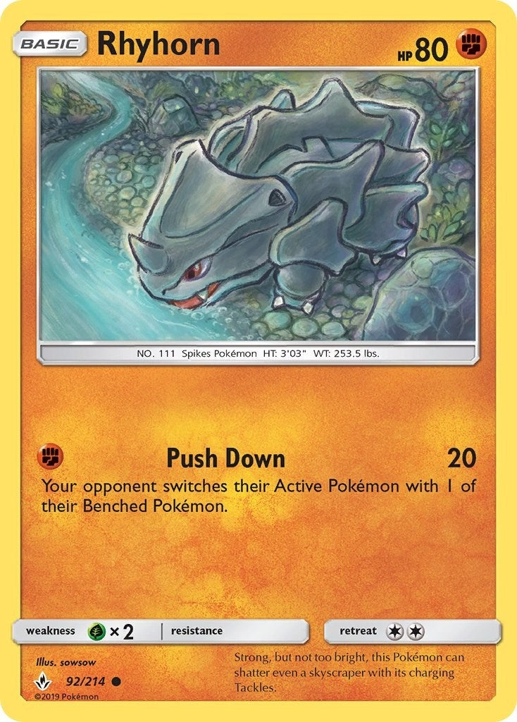 Image for Rhyhorn (92) (92/214) (SM10) - Pokemon