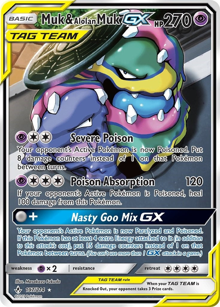 Image for Muk & Alolan Muk GX (197) (Full Art) (197/214) (SM10) - Pokemon