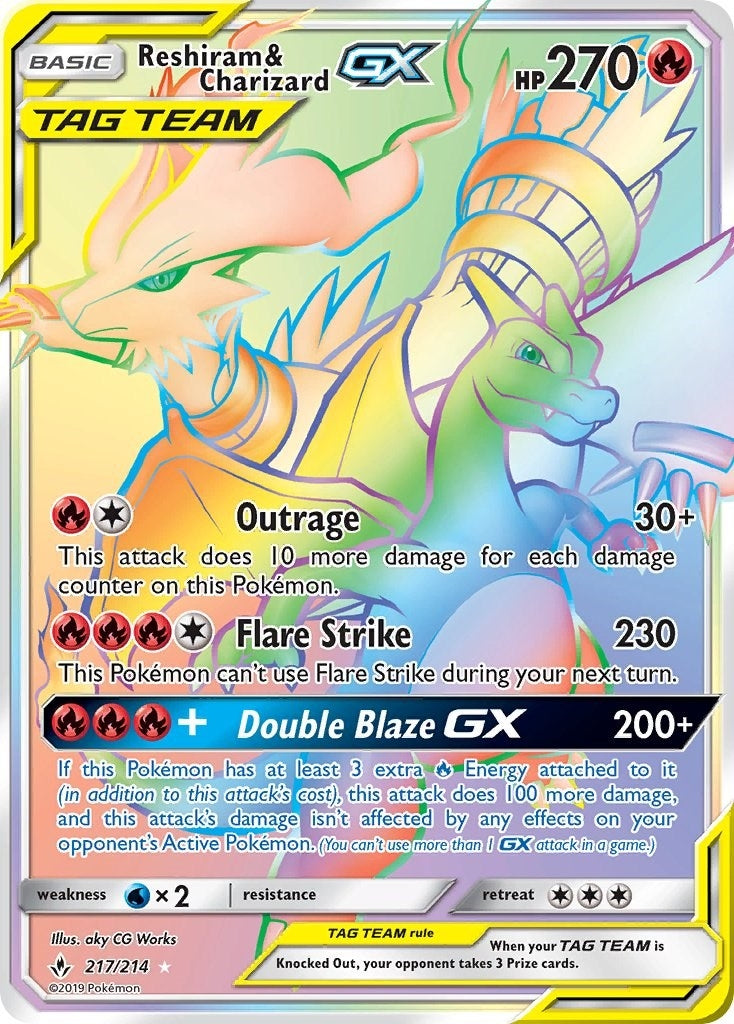 Image for Reshiram & Charizard GX (Secret) (217/214) (SM10) - Pokemon