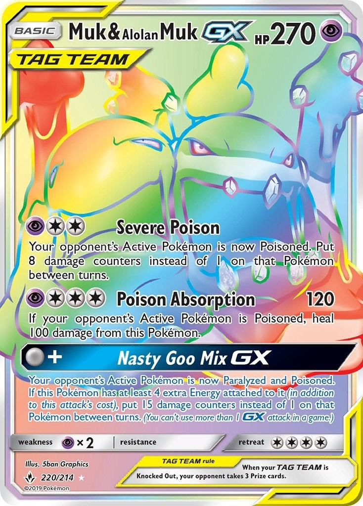 Image for Muk & Alolan Muk GX (Secret) (220/214) (SM10) - Pokemon