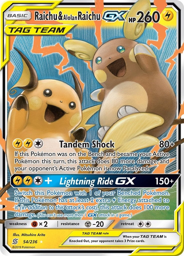Image for Raichu & Alolan Raichu GX (54/236) (SM11) - Pokemon