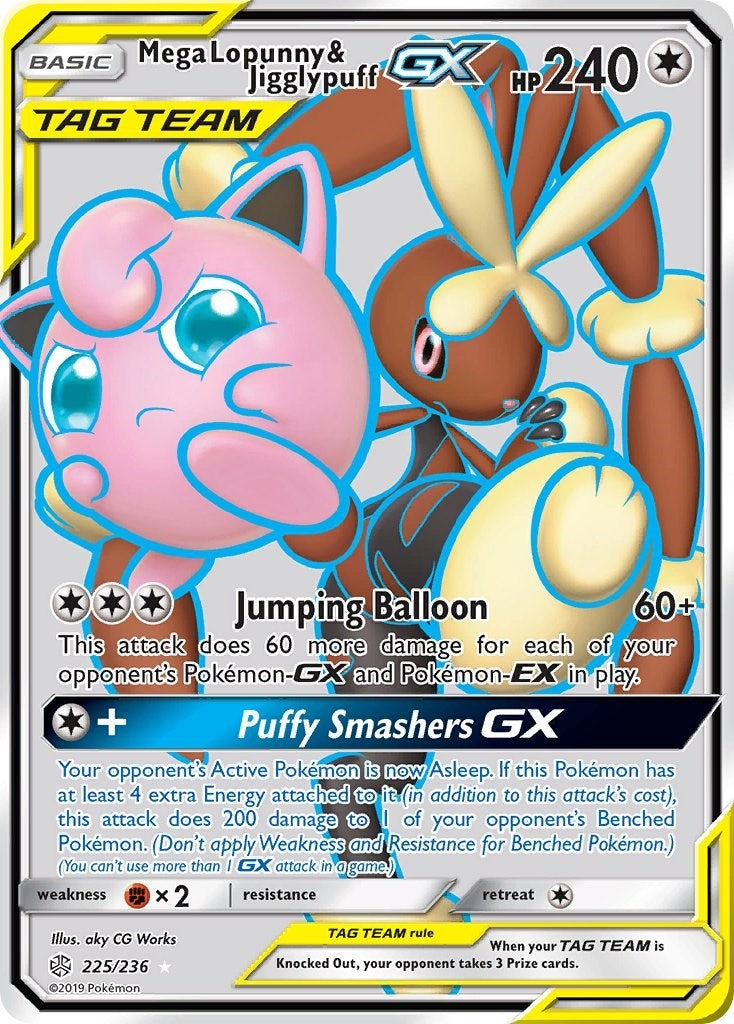 Image for Mega Lopunny & Jigglypuff GX (Full Art) (225/236) (SM12) - Pokemon