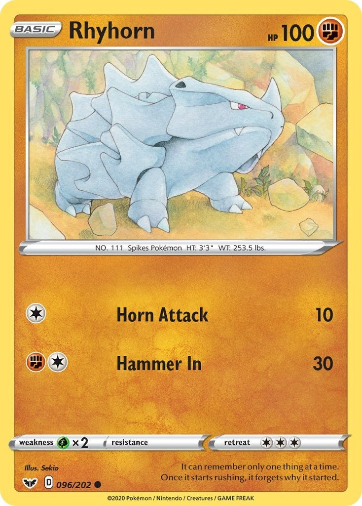 Image for Rhyhorn (096) (096/202) (SWSH01) - Pokemon
