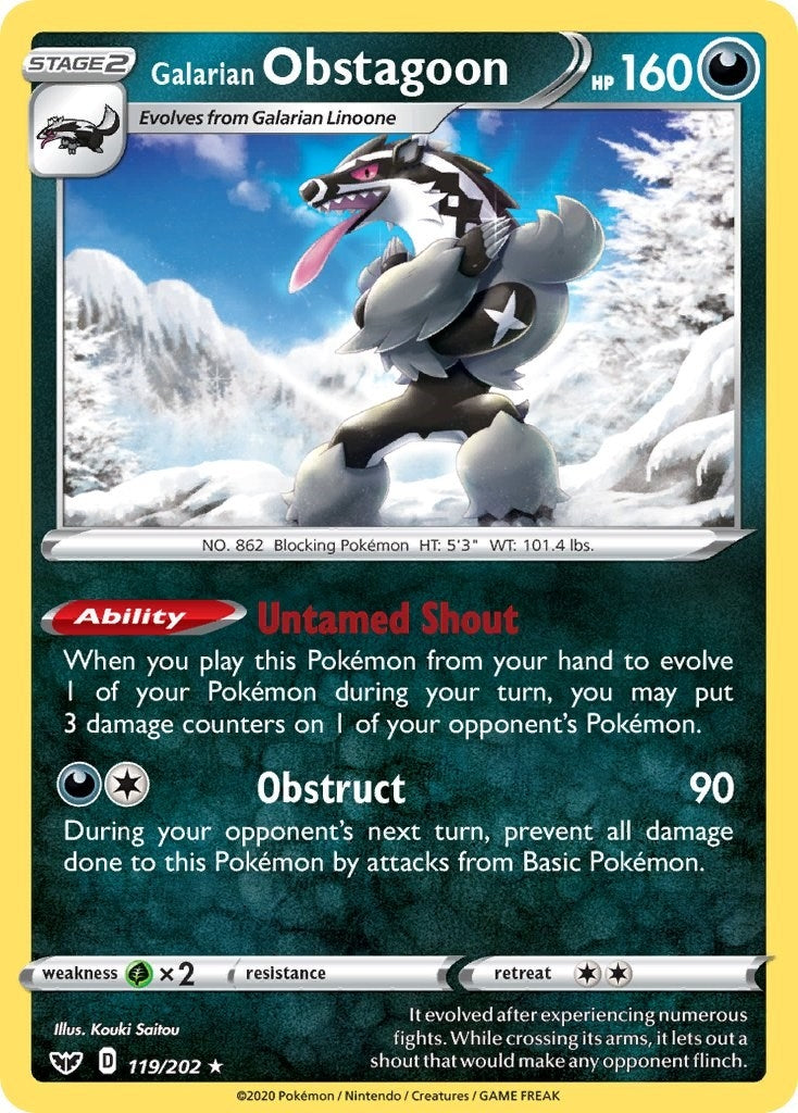 Image for Galarian Obstagoon (119/202) (SWSH01) - Pokemon