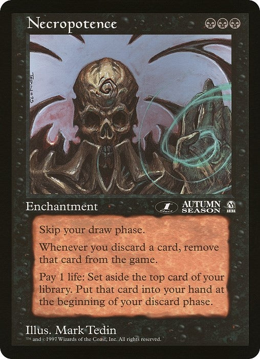 Image for Necropotence (1st Place) (Arena League) (OVER) - Magic: The Gathering