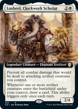 Image for Losheel, Clockwork Scholar (Extended Art) (345) (C21) - Magic: The Gathering