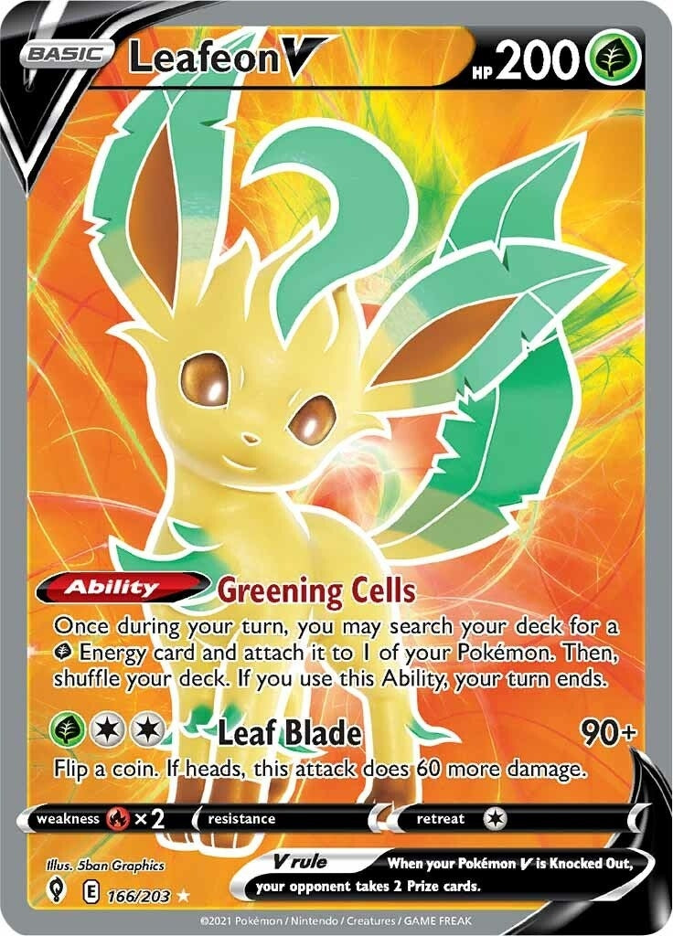 Image for Leafeon V (Full Art) (166/203) (SWSH07) - Pokemon