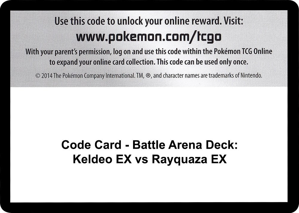 Image for Code Card - Battle Arena Deck: Keldeo EX vs Rayquaza EX (STS) - Pokemon