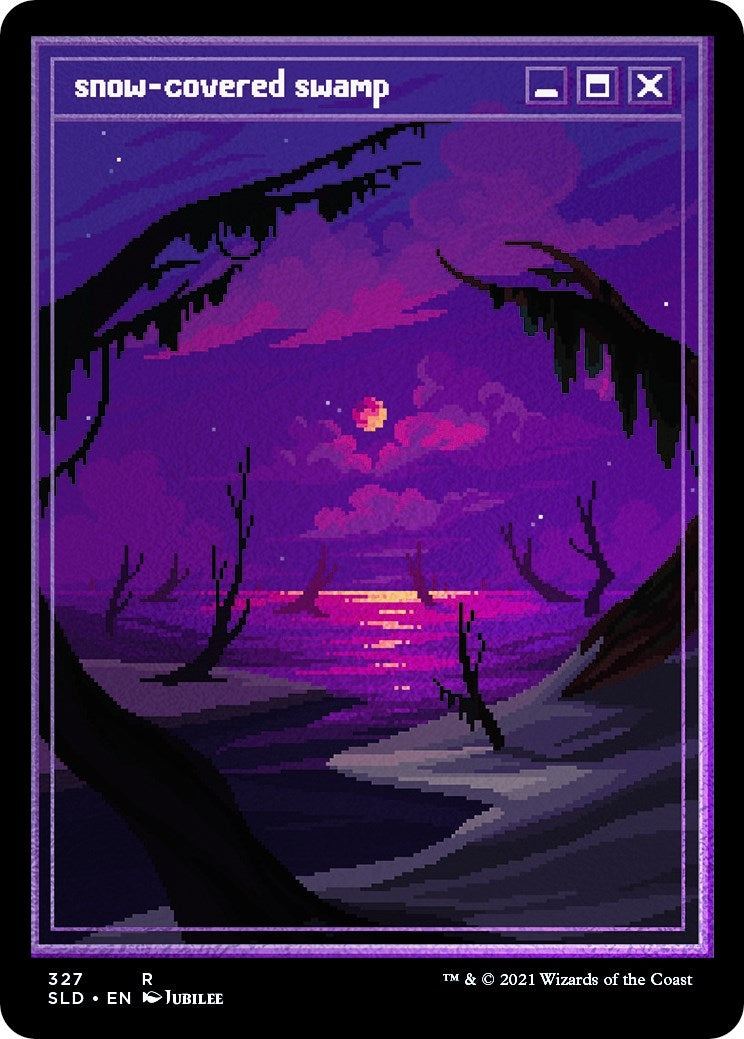 Image for Snow-Covered Swamp (PixelSnowLands.jpg) (Foil Etched) (327) - Magic: The Gathering