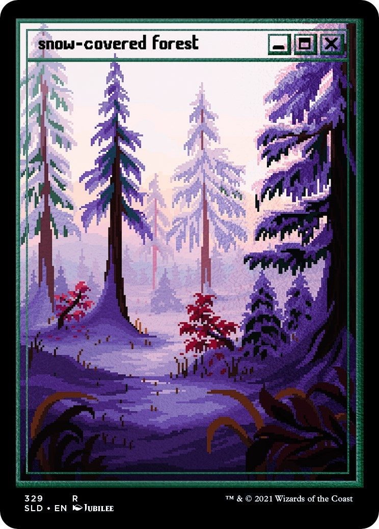 Image for Snow-Covered Forest (PixelSnowLands.jpg) (Foil Etched) (329) - Magic: The Gathering
