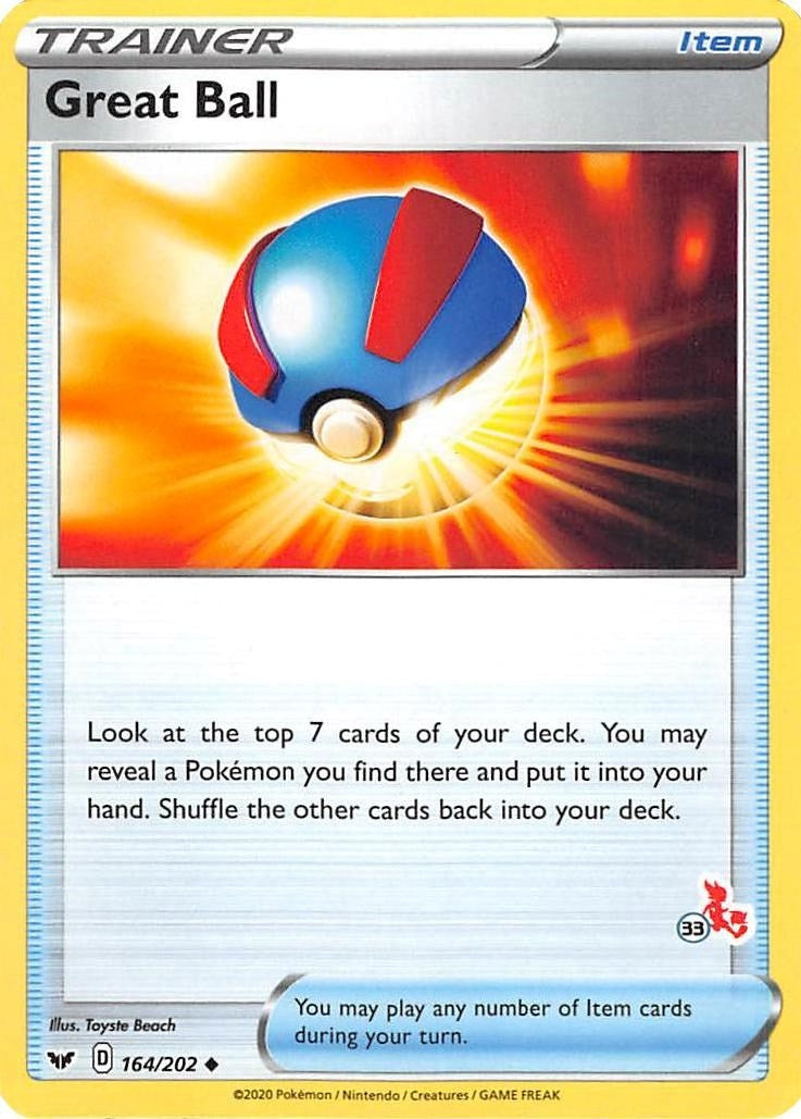 Image for Great Ball - 164/202 (#33 Cinderace Stamped) (164/202) (BA22) - Pokemon