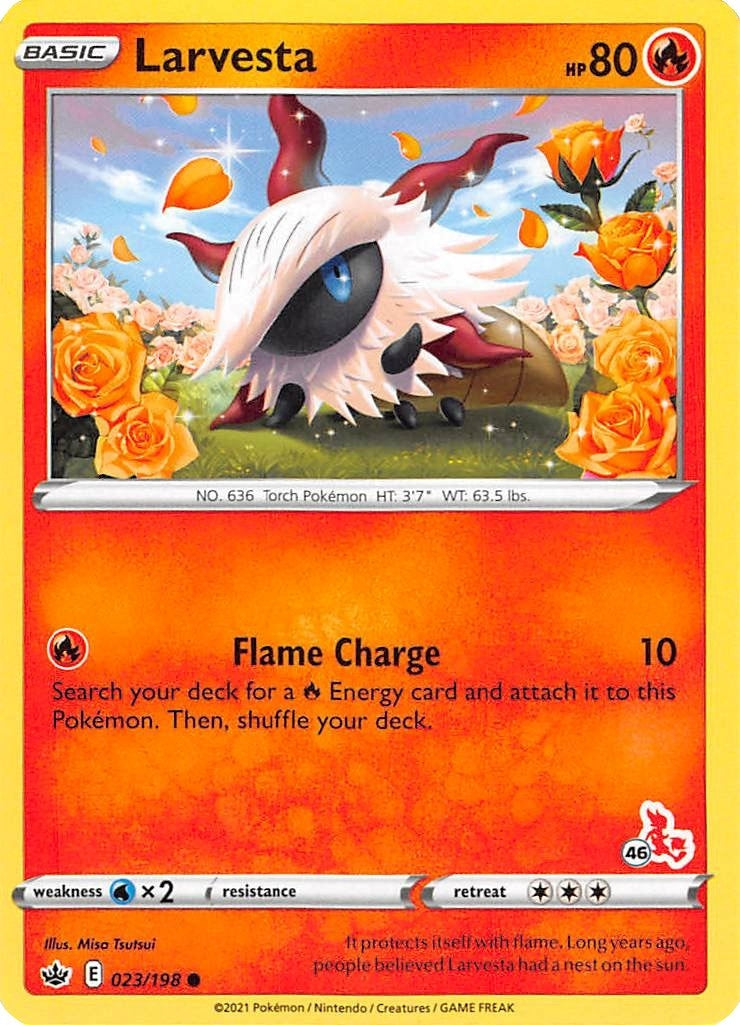 Image for Larvesta - 023/198 (#46 Cinderace Stamped) (023/198) (BA22) - Pokemon