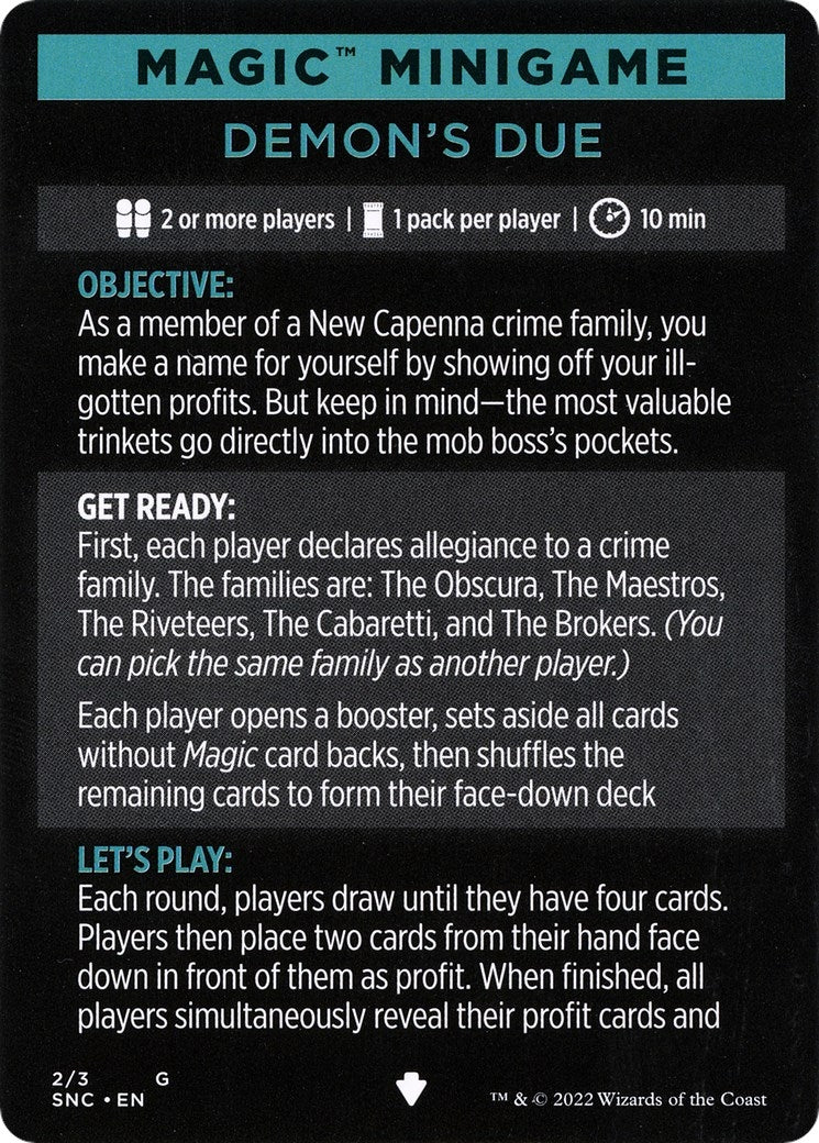 Image for Magic Minigame: Demon's Due (2) (SNC) - Magic: The Gathering