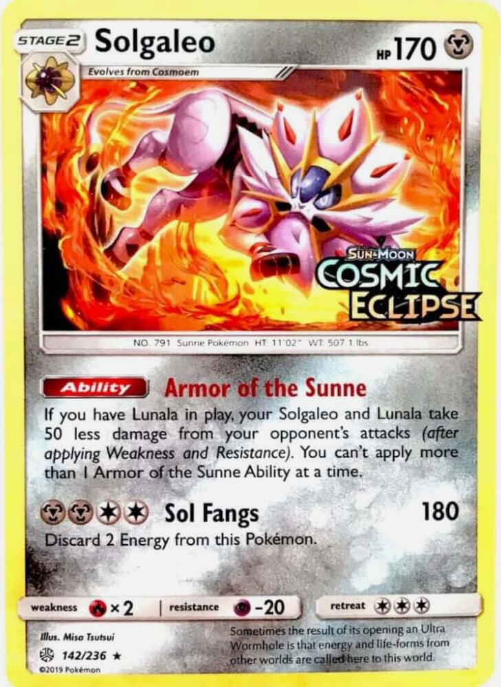Image for Solgaleo - 142/236 (Cosmic Eclipse Stamped) (142/236) (MCAP) - Pokemon