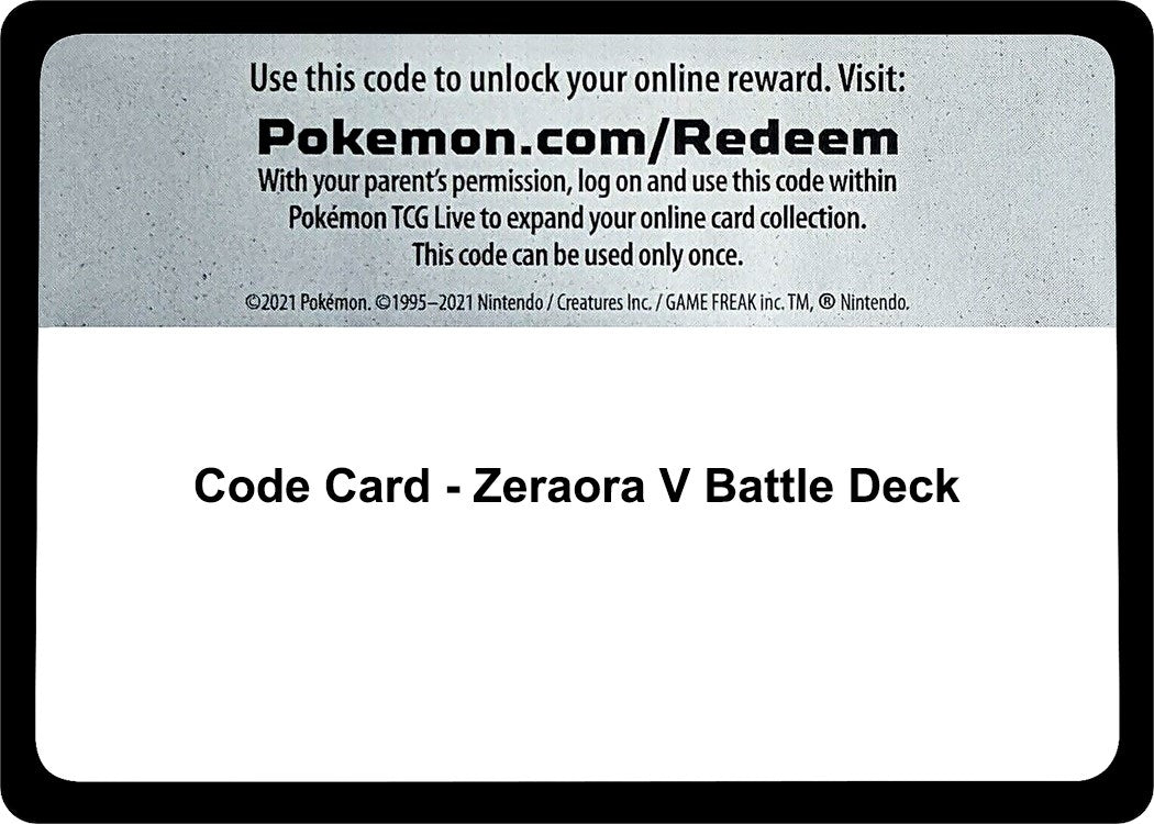 Image for Code Card - Zeraora V Battle Deck (MCAP) - Pokemon