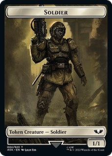 Image for Soldier (002) // Zephyrim Double-Sided Token (Surge Foil) (2 // 7) (40K) - Magic: The Gathering