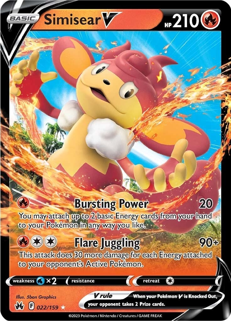 Image for Simisear V (022/159) (CRZ) - Pokemon