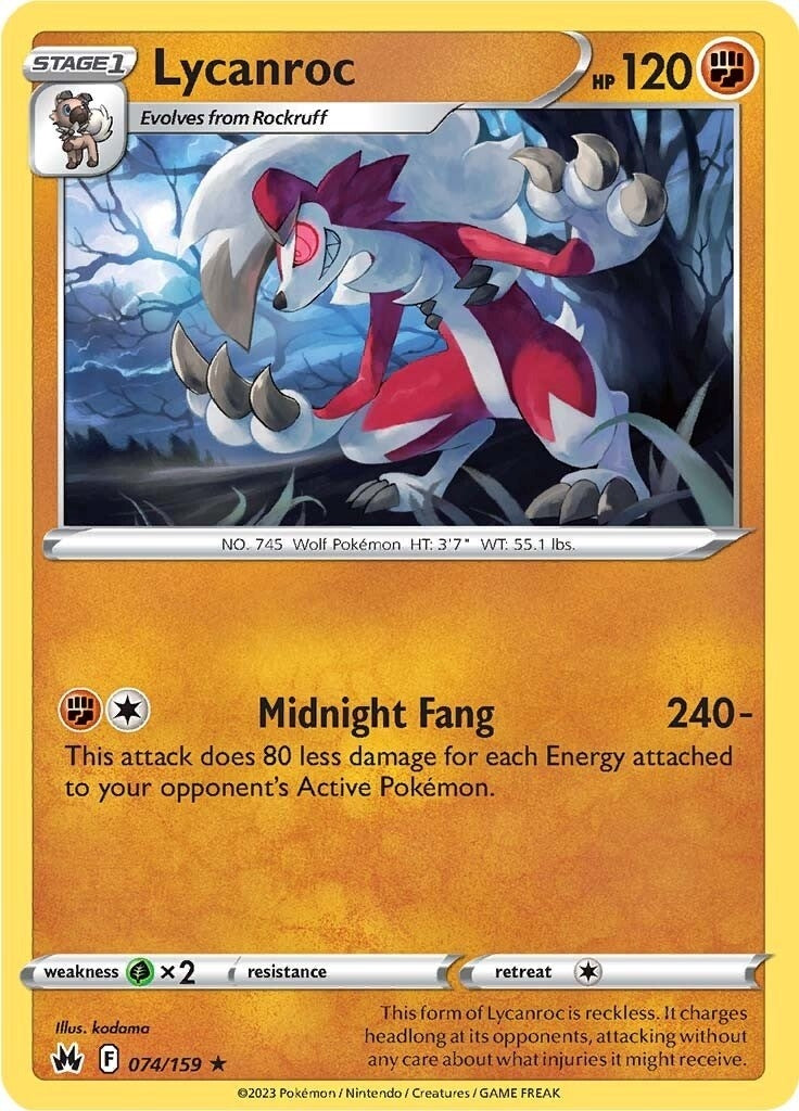 Image for Lycanroc (074/159) (CRZ) - Pokemon