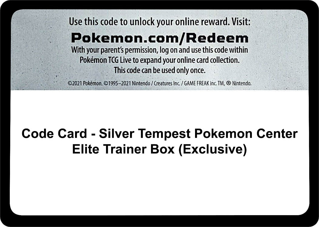 Image for Code Card - Silver Tempest Pokemon Center Elite Trainer Box (Exclusive) (SWSH12) - Pokemon
