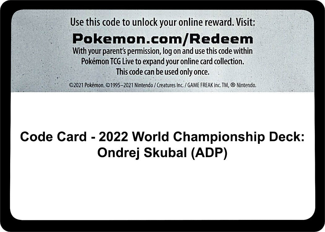 Image for Code Card - 2022 World Championship Deck: Ondrej Skubal (ADP) (WCD) - Pokemon