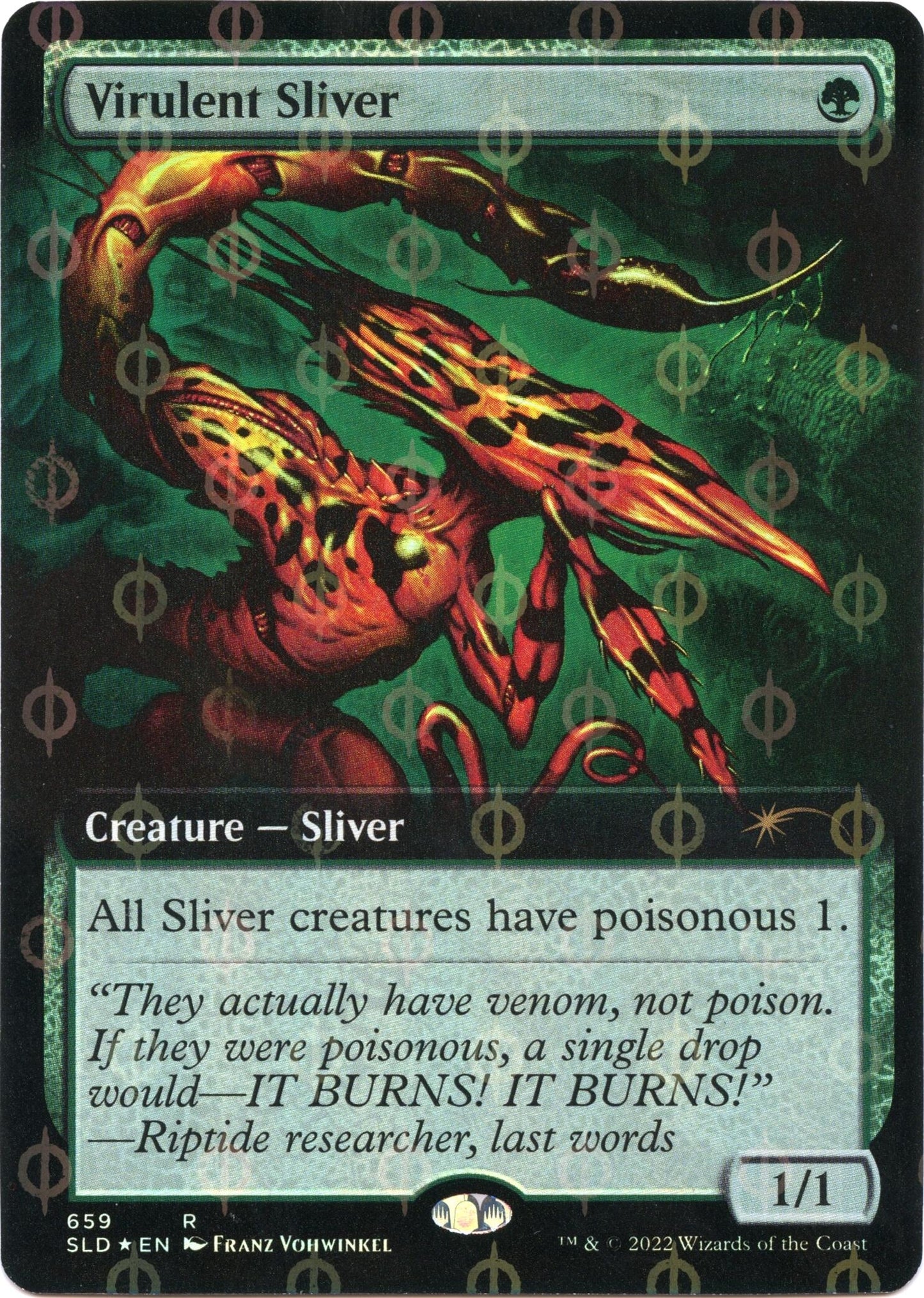 Image for Virulent Sliver (Extended Art) (Step-and-Compleat Foil) (659) - Magic: The Gathering