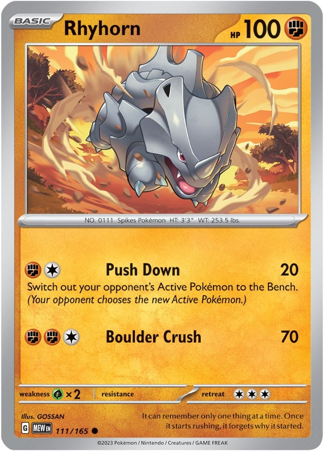 Image for Rhyhorn (111/165) (MEW) - Pokemon