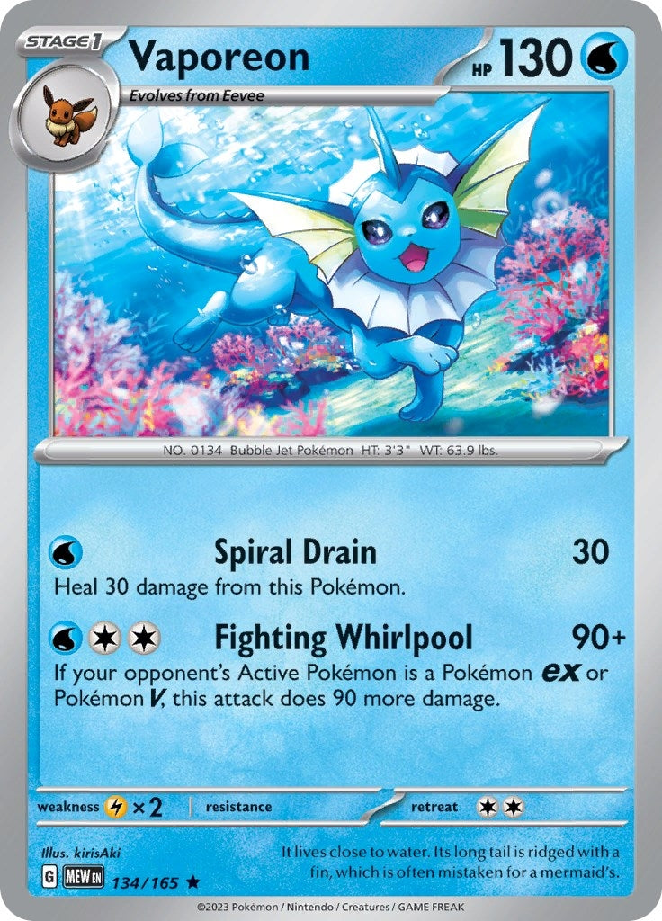 Image for Vaporeon (134/165) (MEW) - Pokemon