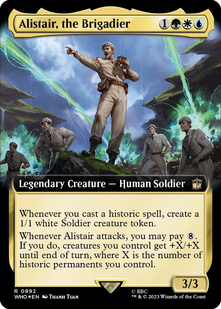 Image for Alistair, the Brigadier (Extended Art) (Surge Foil) (992) (WHO) - Magic: The Gathering