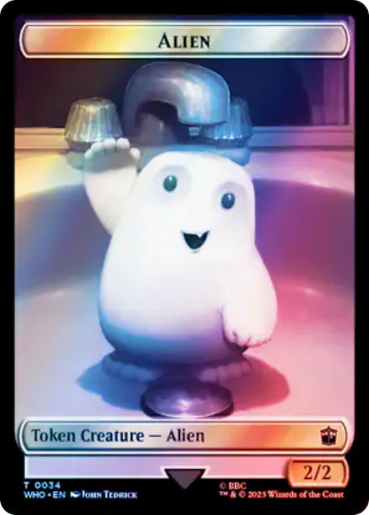 Image for Alien // Dinosaur Double-Sided Token (Surge Foil) (34 // 52) (WHO) - Magic: The Gathering
