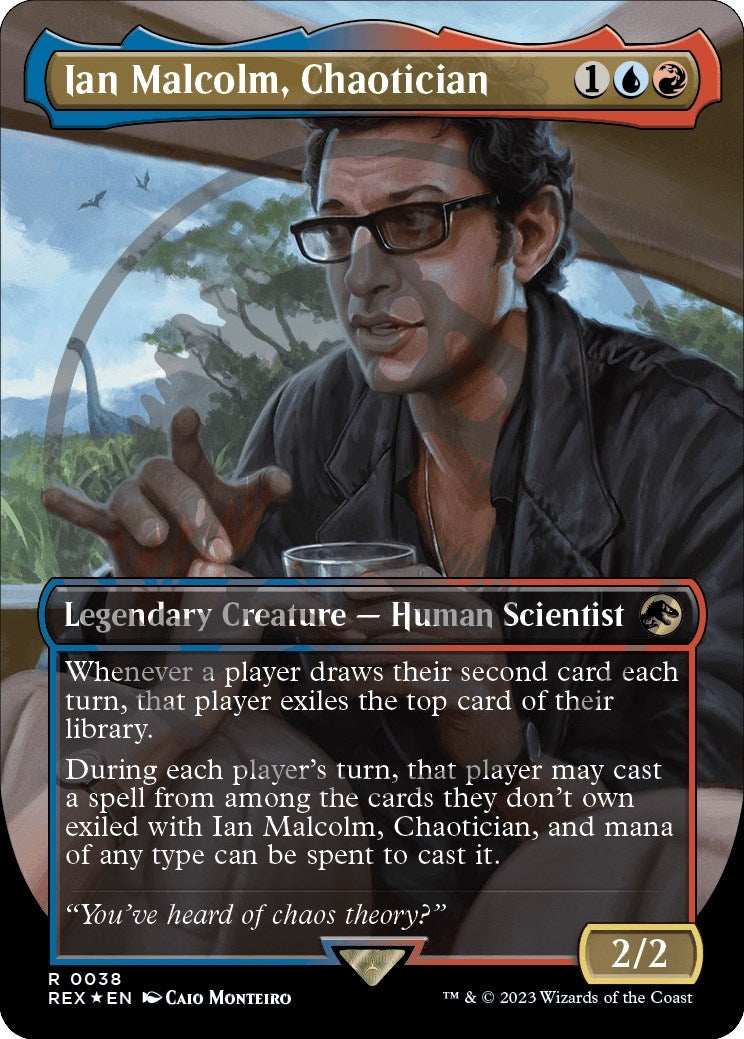 Image for Ian Malcolm, Chaotician (Borderless) (Emblem) (38) - Magic: The Gathering