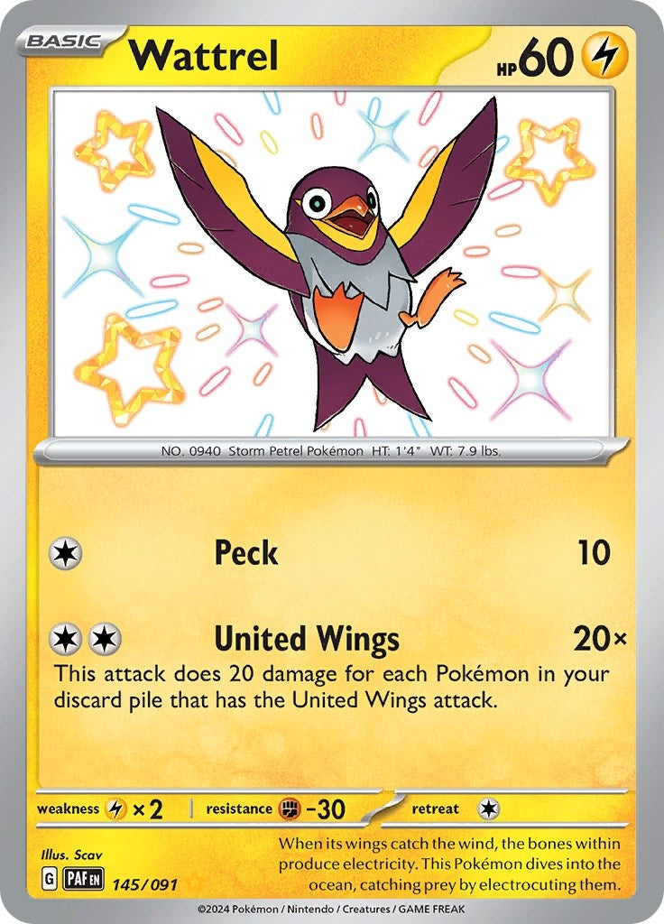Image for Wattrel (145/091) (PAF) - Pokemon