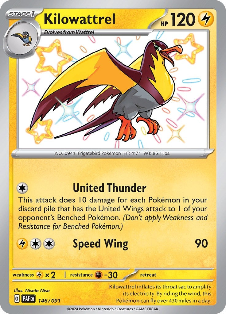 Image for Kilowattrel (146/091) (PAF) - Pokemon