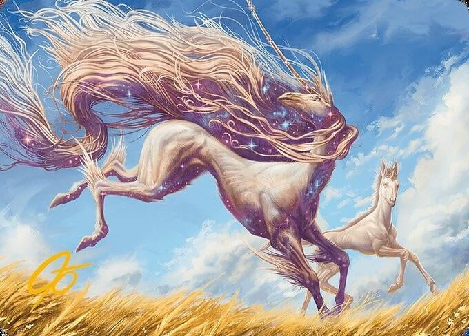 Image for Nyxborn Unicorn Art Card (Gold-Stamped Signature) (1) (ASMH3) - Magic: The Gathering