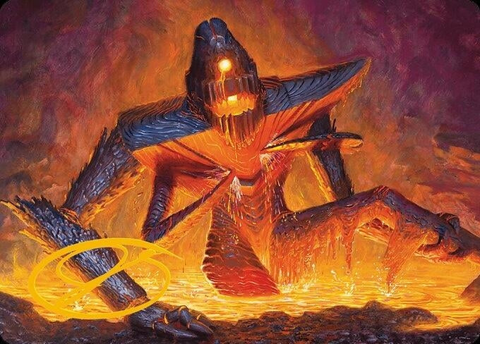 Image for Molten Gatekeeper Art Card (Gold-Stamped Signature) (5) (ASMH3) - Magic: The Gathering