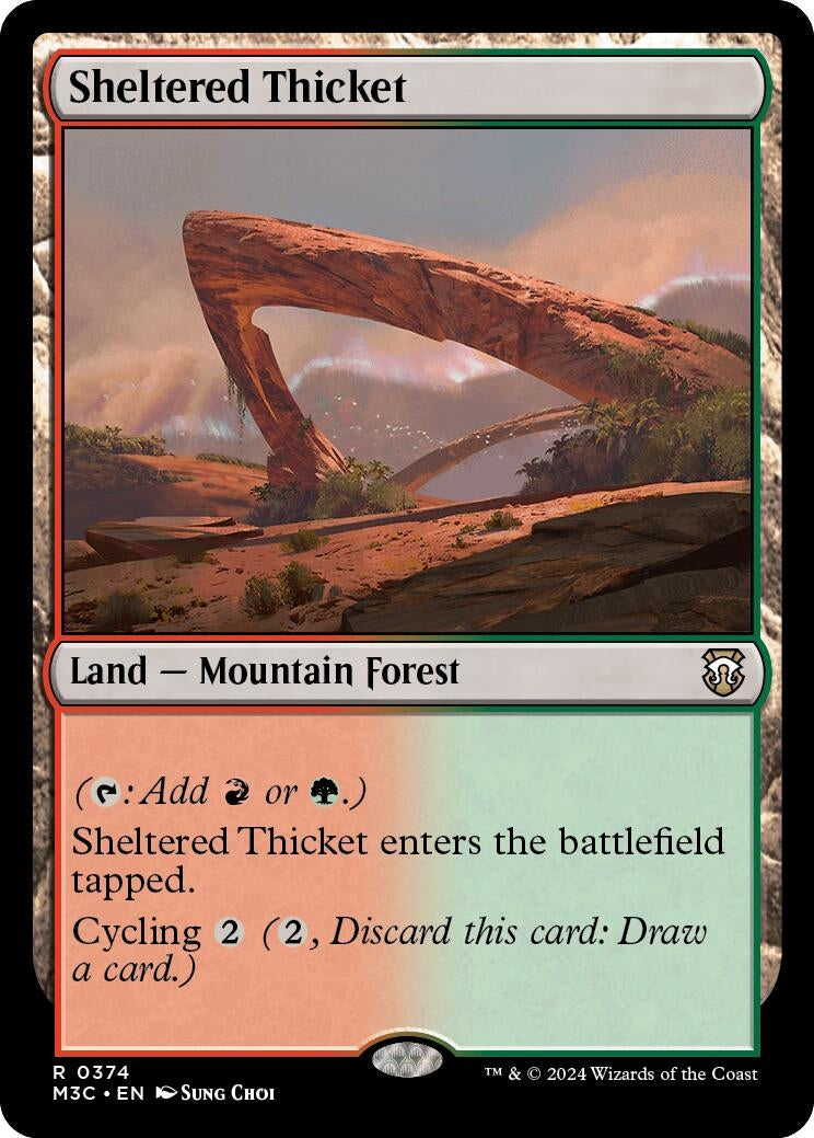Image for Sheltered Thicket (Ripple Foil) (374) (M3C) - Magic: The Gathering