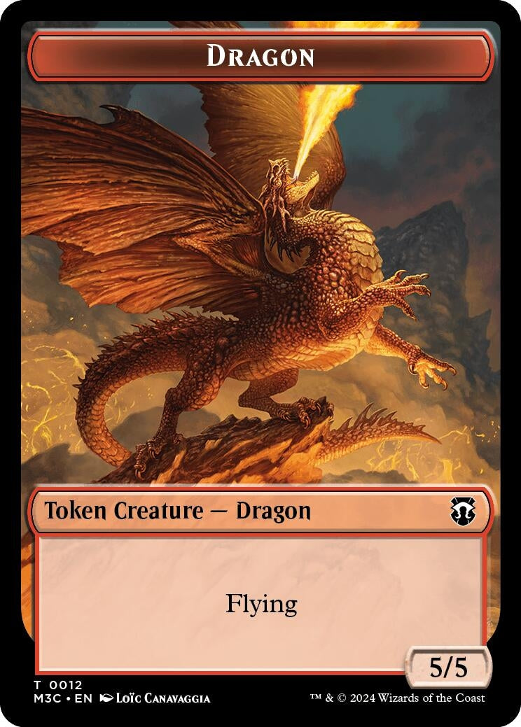 Image for Dragon (Ripple Foil) // Copy Double-Sided Token (12 // 1) (M3C) - Magic: The Gathering