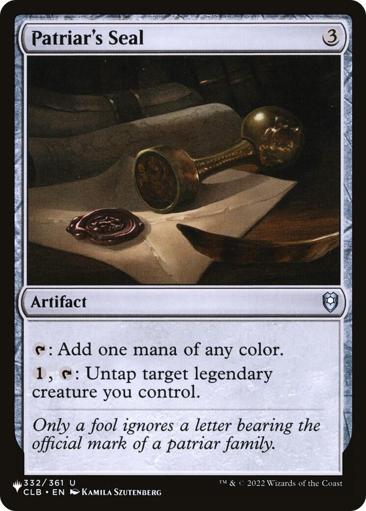 Image for Patriar's Seal (332/361) (LIST) - Magic: The Gathering