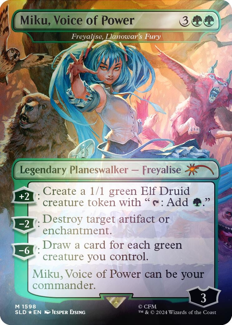 Image for Miku, Voice of Power - Freyalise, Llanowar's Fury (Rainbow Foil) (1598) - Magic: The Gathering