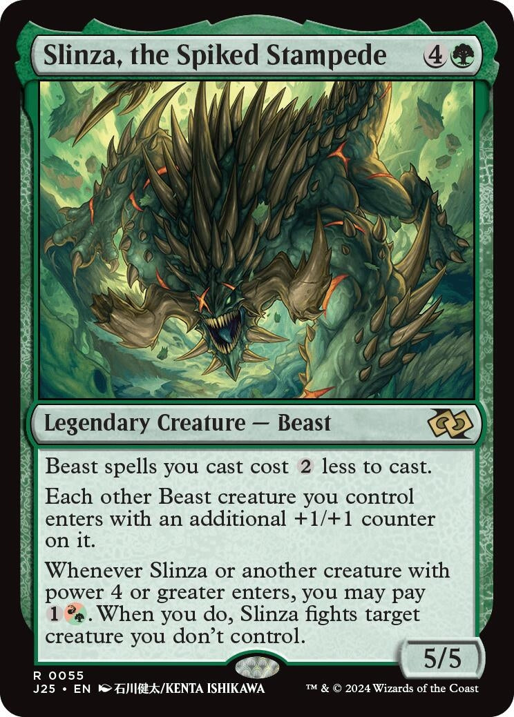 Image for Slinza, the Spiked Stampede (Anime) (55) (J25) - Magic: The Gathering