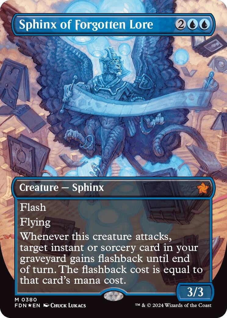 Image for Sphinx of Forgotten Lore (Borderless) (Mana Foil) (380) - Magic: The Gathering