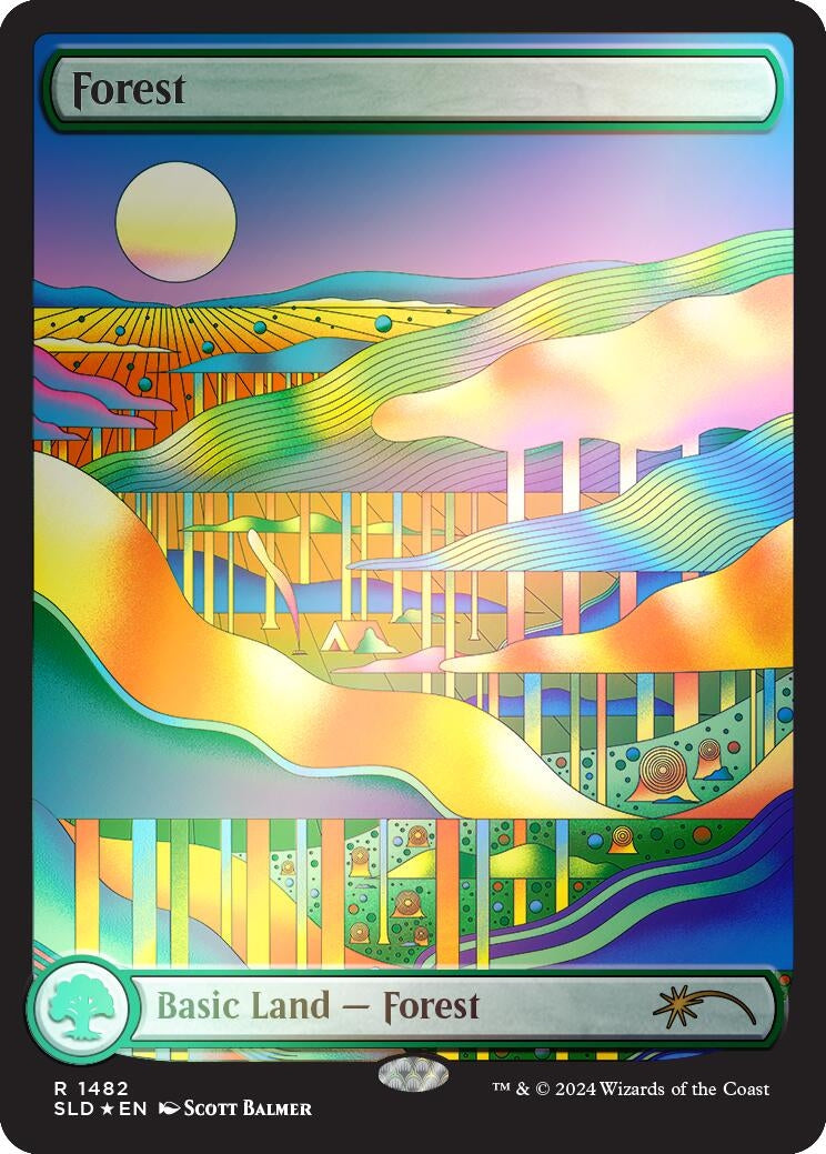 Image for Forest (1482) (Rainbow Foil) (1482) - Magic: The Gathering